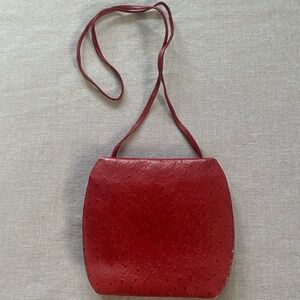 Ann Taylor vintage red ostrich leather purse.